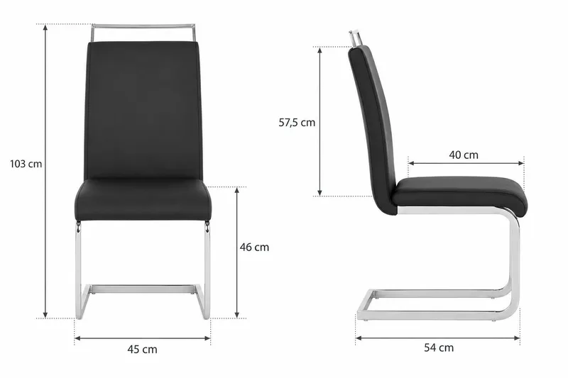 Isoda Matstol & Köksstol i Konstläder med Kromben - Svart - Möbler - Stolar & fåtöljer - Matstol & köksstol