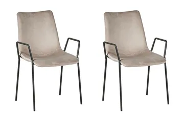 Jeffsy Matstol 2-pack - Sammet/Beigegrå - Möbler - Stolar & fåtöljer - Matstol & köksstol