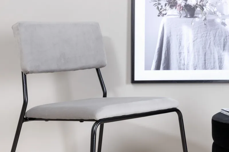 Kenth Matstol - Sammet/Ljusgrå/Svart - Möbler - Stolar & fåtöljer - Matstol & köksstol