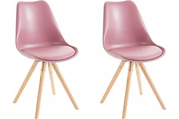 Malik Matstol 2-pack - PU/Rosa/Ek - Möbler - Stolar & fåtöljer - Matstol & köksstol