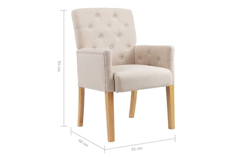Matstol med armstöd beige tyg - Beige - Möbler - Stolar & fåtöljer - Matstol & köksstol