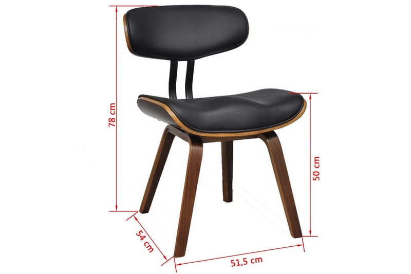 Matstolar 2 st böjträ och konstläder - Svart - Matstol & köksstol