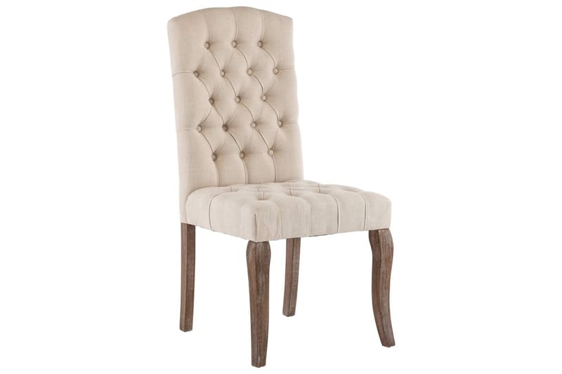 Matstolar 2 st beige linnedesign tyg - Beige - Möbler - Stolar & fåtöljer - Matstol & köksstol