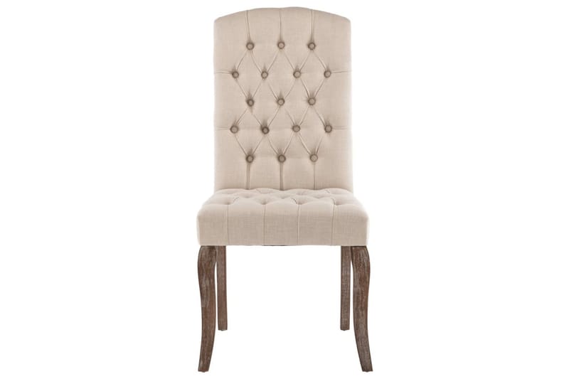 Matstolar 2 st beige linnedesign tyg - Beige - Möbler - Stolar & fåtöljer - Matstol & köksstol