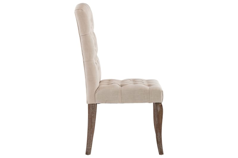 Matstolar 2 st beige linnedesign tyg - Beige - Möbler - Stolar & fåtöljer - Matstol & köksstol