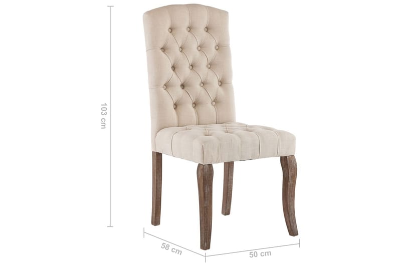 Matstolar 2 st beige linnedesign tyg - Beige - Möbler - Stolar & fåtöljer - Matstol & köksstol
