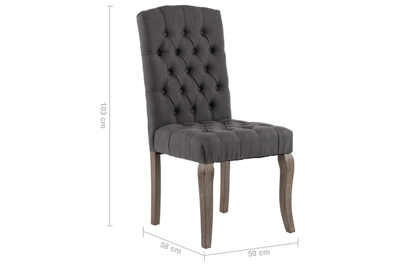 Matstolar 2 st grå linnedesign tyg - Grå - Möbler - Stolar & fåtöljer - Matstol & köksstol