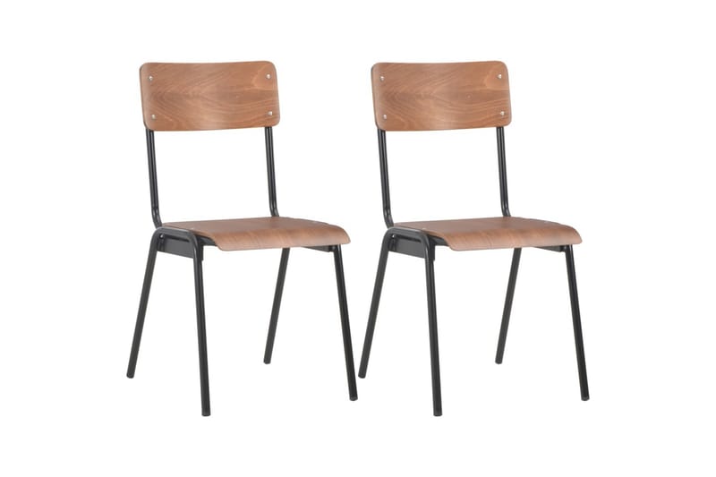 Matstolar 2 st massiv plywood stål brun - Brun - Möbler - Stolar & fåtöljer - Matstol & köksstol