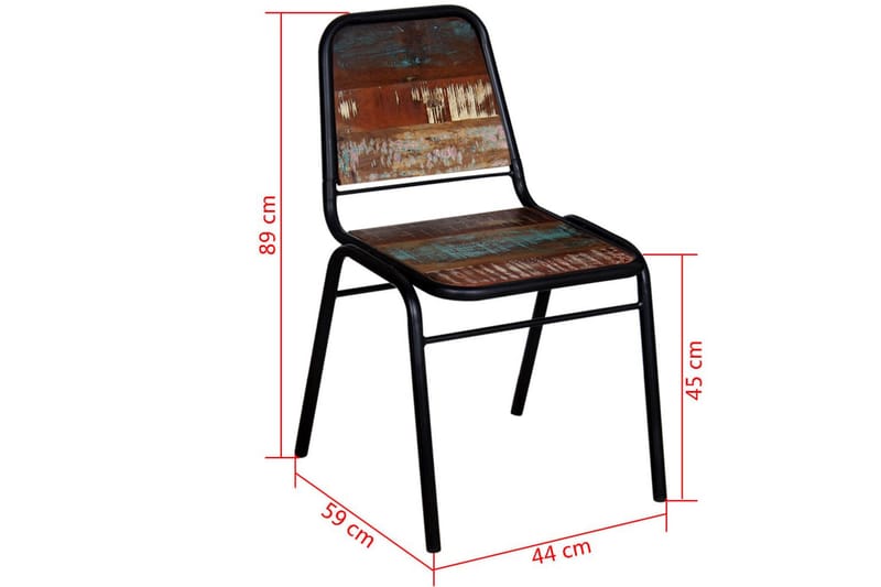 Matstolar 2 st massivt återvunnet trä - Flerfärgad - Matstol & köksstol
