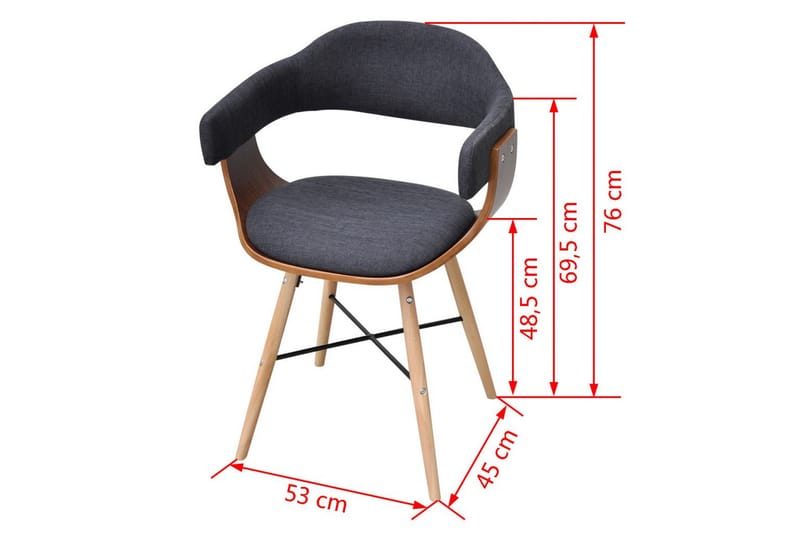 Matstolar 4 st mörkgrå böjträ och tyg - Grå - Matstol & köksstol - Sminkstol - Karmstol