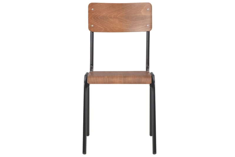 Matstolar 4 st massiv plywood stål brun - Brun - Möbler - Stolar & fåtöljer - Matstol & köksstol