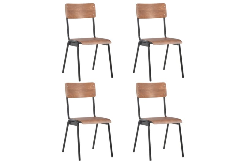 Matstolar 4 st massiv plywood stål brun - Brun - Möbler - Stolar & fåtöljer - Matstol & köksstol