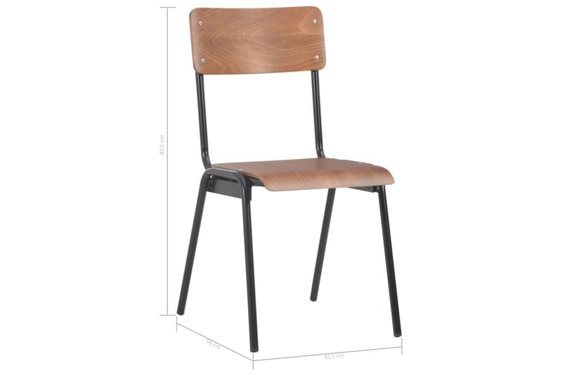 Matstolar 4 st massiv plywood stål brun - Brun - Möbler - Stolar & fåtöljer - Matstol & köksstol