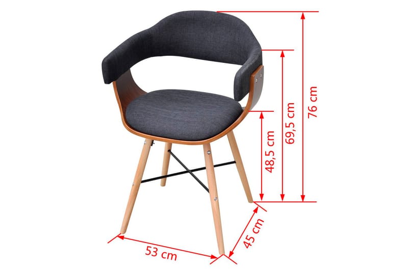 Matstolar 6 st mörkgrå böjträ och tyg - Grå - Matstol & köksstol - Sminkstol - Karmstol