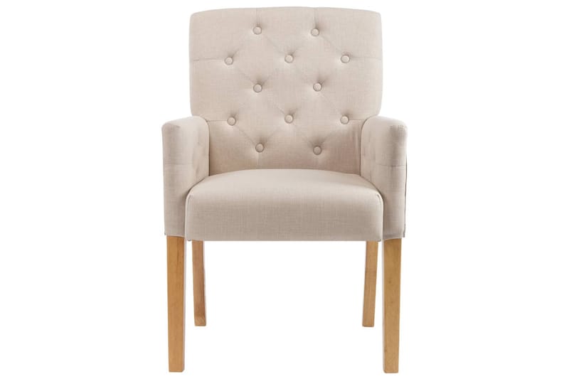 Matstolar med armstöd 2 st beige tyg - Beige - Möbler - Stolar & fåtöljer - Matstol & köksstol