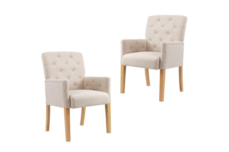 Matstolar med armstöd 2 st beige tyg - Beige - Möbler - Stolar & fåtöljer - Matstol & köksstol