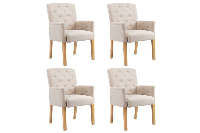 Matstolar med armstöd 4 st beige tyg - Beige - Möbler - Stolar & fåtöljer - Matstol & köksstol