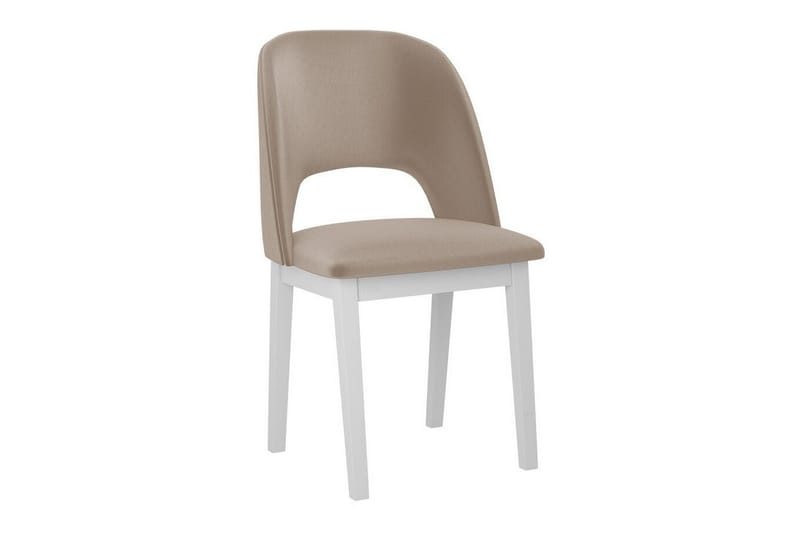 Patrickswell Klädd Matstol med Öppen Rygg och Träben, Vit|Beige