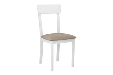 Patrickswell Matstol i Trä med Bred Ryggslå och Klädd Sits - Vit|Beige - Möbler - Stolar & fåtöljer - Matstol & köksstol