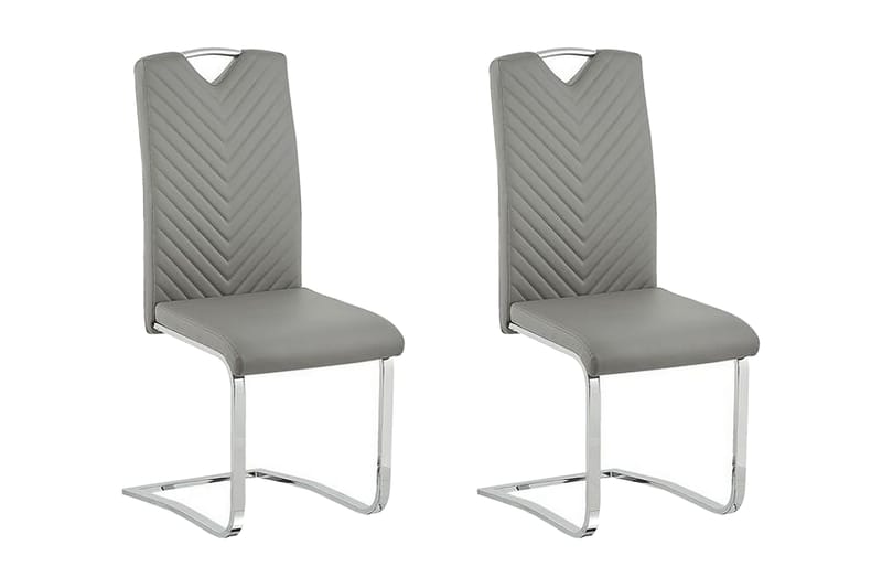 Picknes Matstol i Konstläder med Metallstativ i Krom - Grå - Möbler - Stolar & fåtöljer - Matstol & köksstol