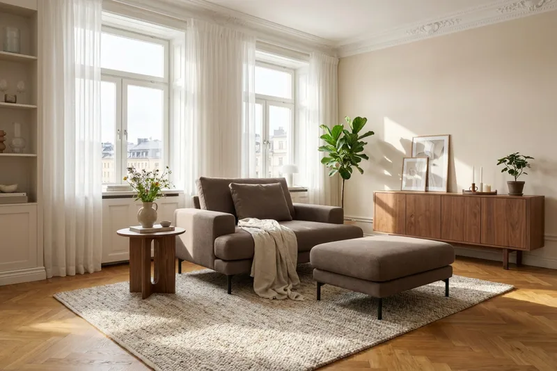 Menard Premium Fåtölj i Tyg - Brun - Möbler - Stolar & fåtöljer - Fåtölj