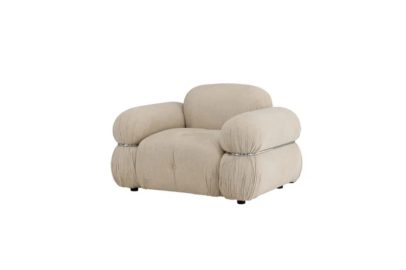 Mika Retro Fåtölj i Tyg, Beige