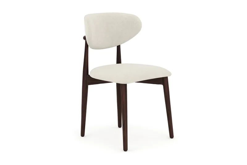 Molly Matstol i trä med tygsits, Valnöt/Beige