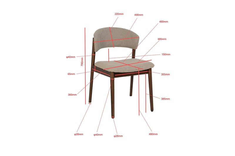 Nala Matstol i trä med tygsits - Greige - Möbler - Stolar & fåtöljer - Matstol & köksstol