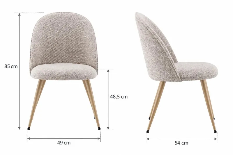 Nibe Plus Matstol & Köksstol i Bouclé med Metallben i Ekutseende - Beige bouclé|Ek - Möbler - Stolar & fåtöljer - Matstol & köksstol