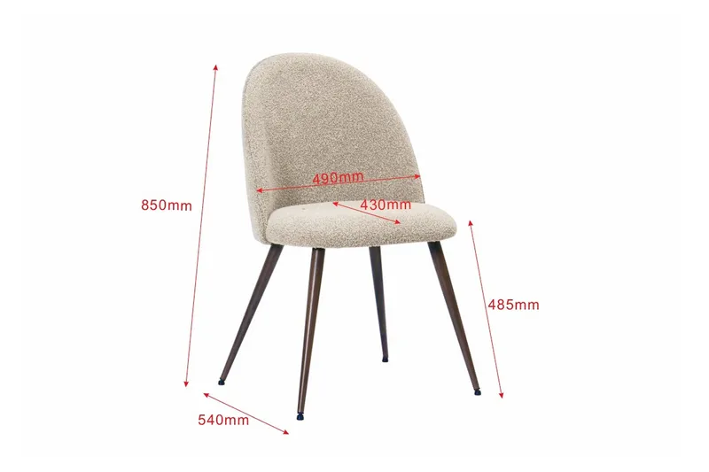 Nibe Plus Matstol - Greige Bouclé / Metallben Valnöt - Möbler - Stolar & fåtöljer - Matstol & köksstol