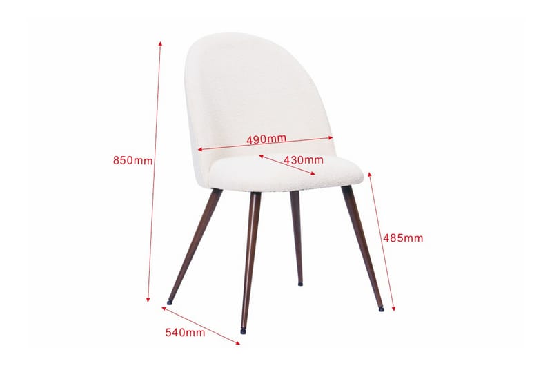 Nibe Plus Matstol - Vit Bouclé / Metallben Valnöt - Möbler - Stolar & fåtöljer - Matstol & köksstol