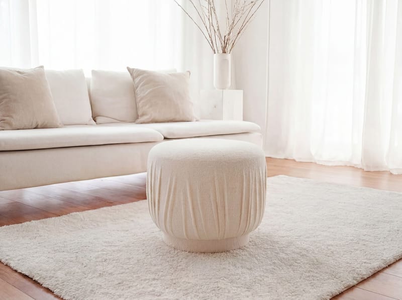 Älven Rund sittpuff 50 cm i tyg - ljus kräm - Möbler - Stolar & fåtöljer - Pall & puff - Sittpuff