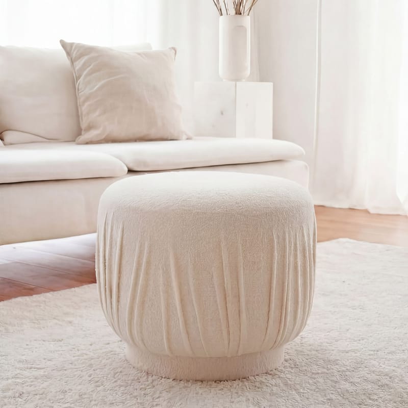 Älven Rund sittpuff 50 cm i tyg - ljus kräm - Möbler - Stolar & fåtöljer - Pall & puff - Sittpuff
