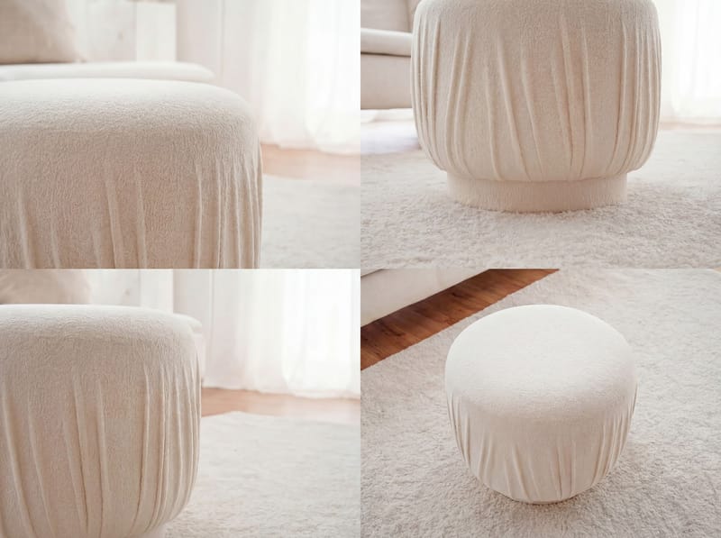 Älven Rund sittpuff 50 cm i tyg - ljus kräm - Möbler - Stolar & fåtöljer - Pall & puff - Sittpuff