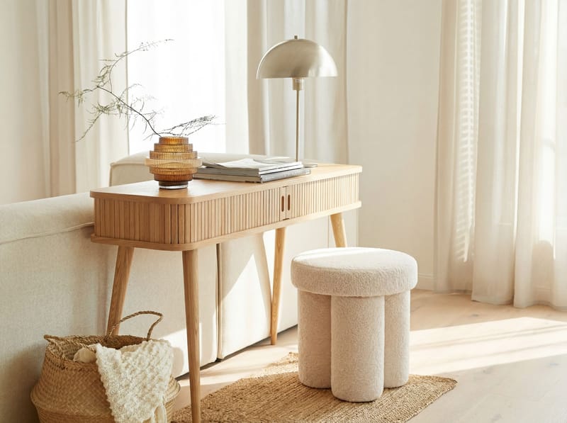 Ölvik Rund sittpuff 40 cm i teddytyg - ljus kräm - Möbler - Stolar & fåtöljer - Pall & puff - Sittpuff