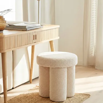 Ölvik Rund sittpuff 40 cm i teddytyg - ljus kräm - Möbler - Stolar & fåtöljer - Pall & puff - Sittpuff