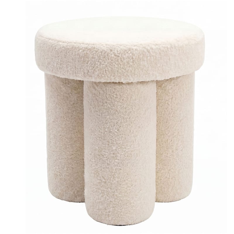 Ölvik Rund sittpuff 40 cm i teddytyg - ljus kräm - Möbler - Stolar & fåtöljer - Pall & puff - Sittpuff