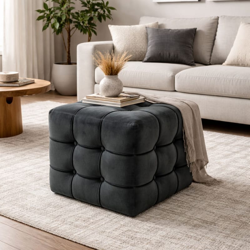 Ameias Sittpuff 42 cm - Grå - Möbler - Stolar & fåtöljer - Pall & puff - Sittpuff