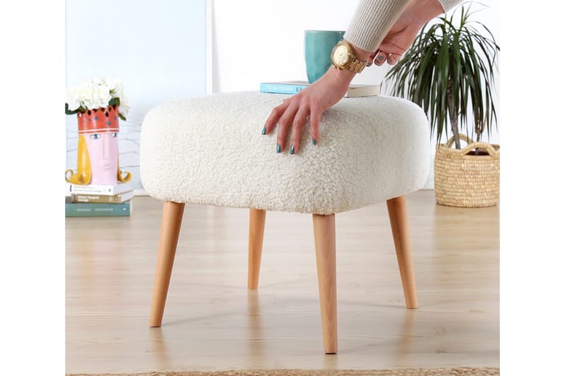 Anaro Sittpuff 45 cm Rektangulär - Vit - Möbler - Stolar & fåtöljer - Pall & puff - Sittpuff