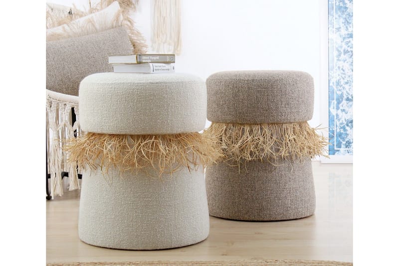 Anaro Sittpuff Rund - Beige - Möbler - Stolar & fåtöljer - Pall & puff - Sittpuff