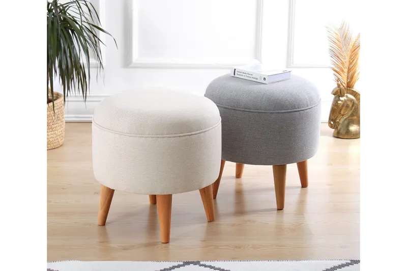 Anaro Sittpuff Rund - Beige - Möbler - Stolar & fåtöljer - Pall & puff - Sittpuff