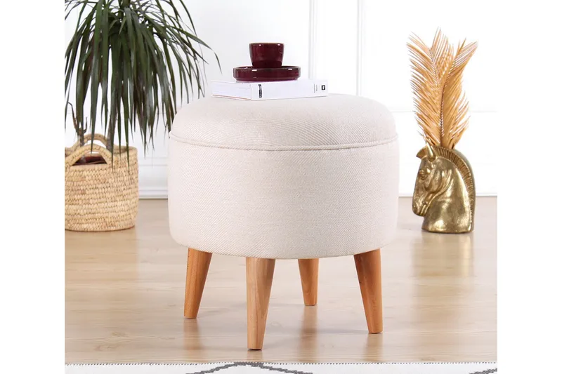 Anaro Sittpuff Rund - Beige - Möbler - Stolar & fåtöljer - Pall & puff - Sittpuff