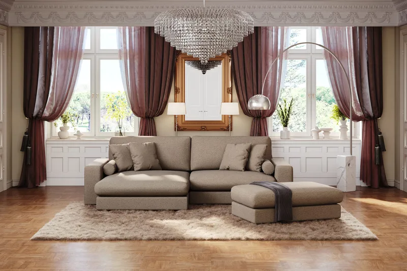 Arken Lyx Rektangulär Fotpall i Tyg - Brun - Möbler - Stolar & fåtöljer - Pall & puff - Fotpall