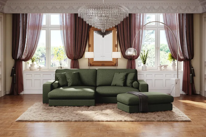 Arken Lyx Rektangulär Fotpall i Tyg - Grön - Möbler - Stolar & fåtöljer - Pall & puff - Fotpall