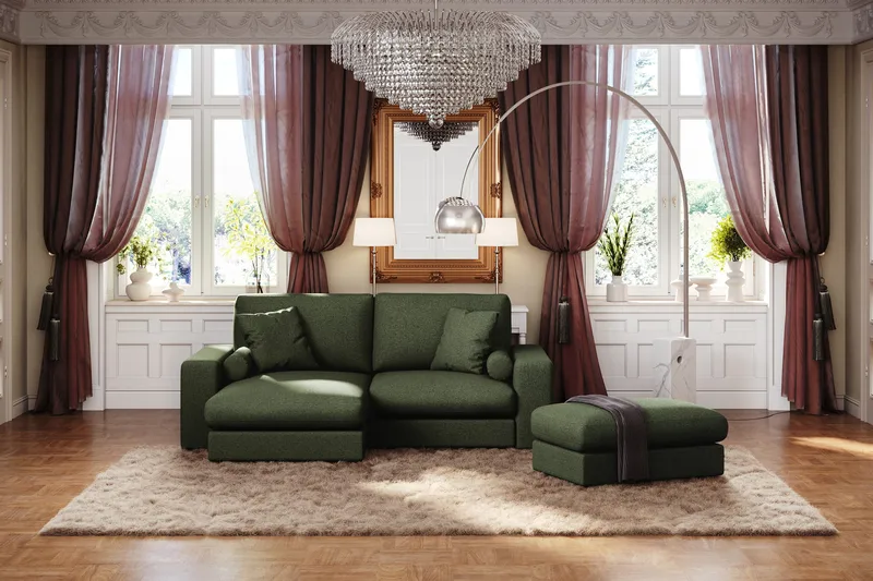 Arken Lyx Rektangulär Fotpall i Tyg - Grön - Möbler - Stolar & fåtöljer - Pall & puff - Fotpall