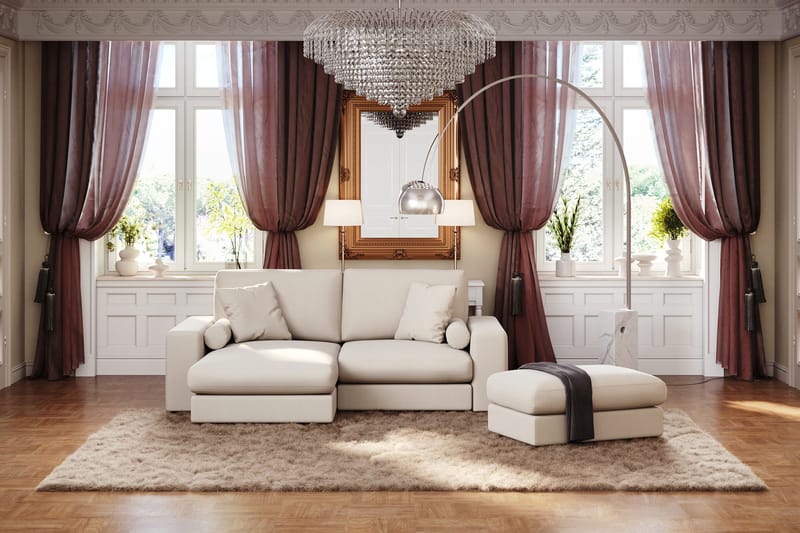 Arken Lyx Rektangulär Fotpall i Tyg - Ljusbeige - Möbler - Stolar & fåtöljer - Pall & puff - Fotpall