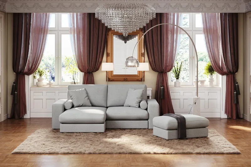 Arken Lyx Rektangulär Fotpall i Tyg - Ljusgrå - Möbler - Stolar & fåtöljer - Pall & puff - Fotpall