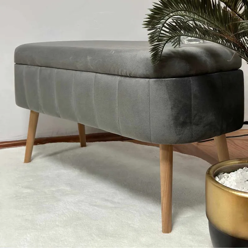 Armenia Sittpuff med förvaring 90 cm - Antracit - Möbler - Stolar & fåtöljer - Pall & puff - Sittpuff - Sittpuff med förvaring