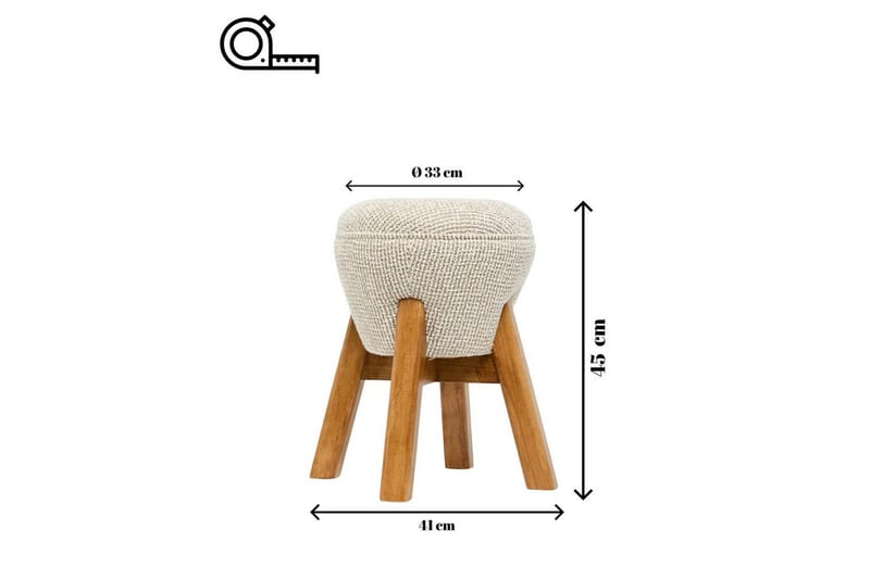 Brenric Howard fotpall 38 cm - Cream/Valnöt - Möbler - Stolar & fåtöljer - Pall & puff - Fotpall