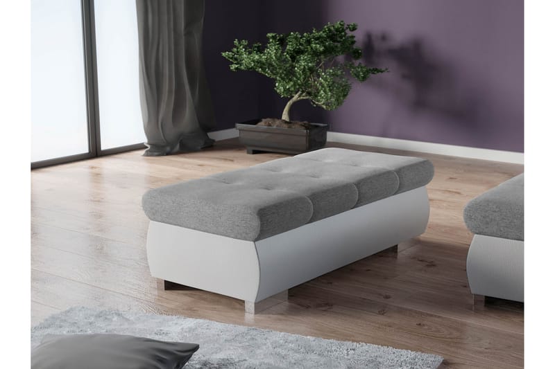 Cerys Fotpall 120 cm - Vit/Grå - Möbler - Stolar & fåtöljer - Pall & puff - Fotpall